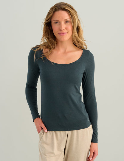 Huk Bayside Long Sleeve Scoop Neck - Vintage Indigo Heather