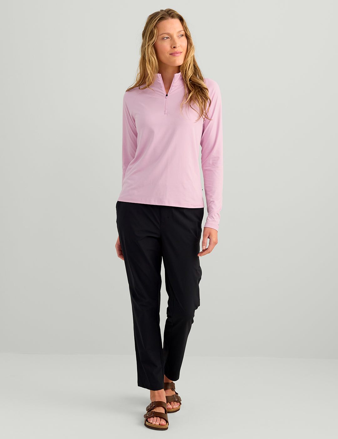 Huk Womens Harbor Ease 1/4 Zip - Oleander Heather