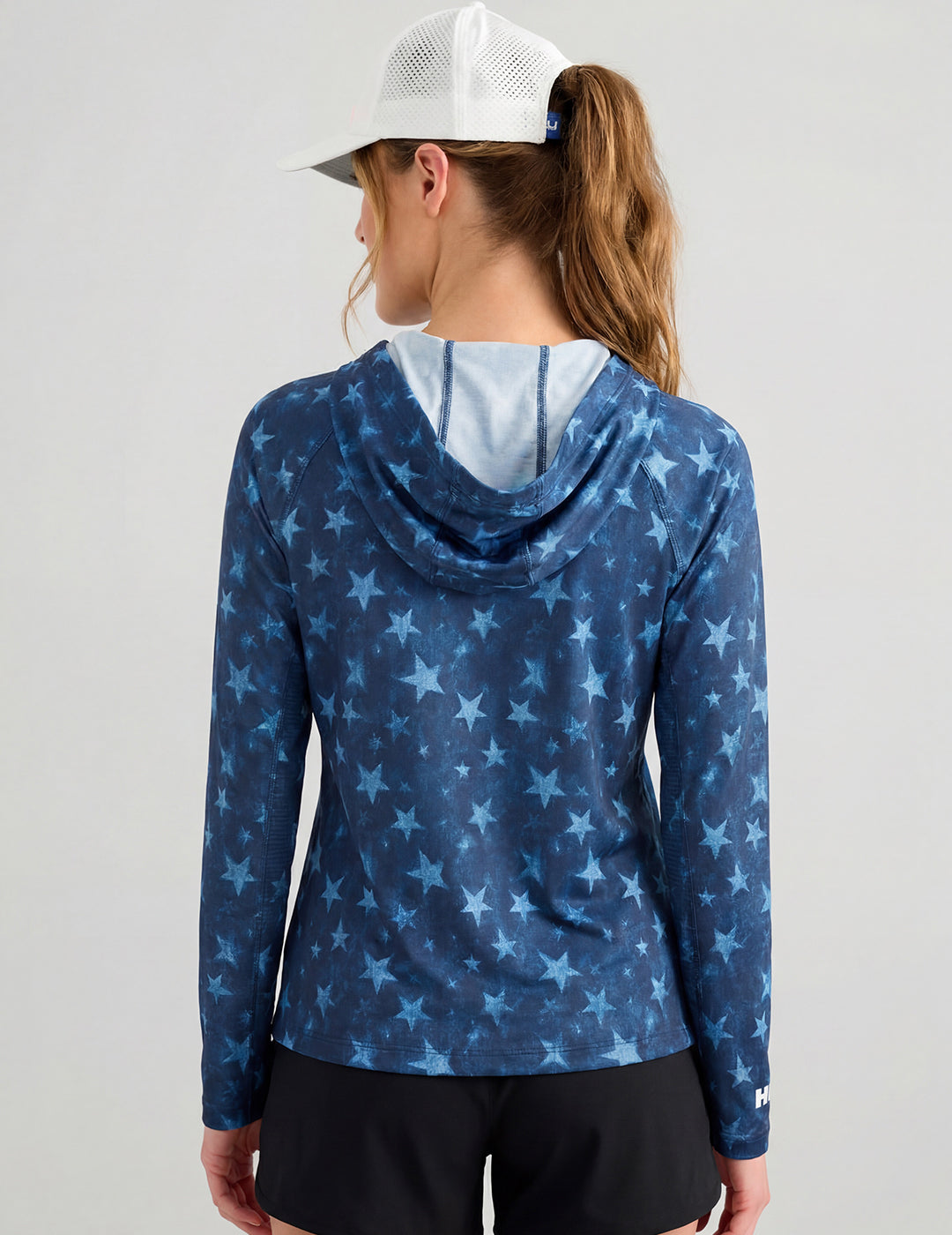 Huk Womens Americana Icon Performance Hoodie - Navy Stars