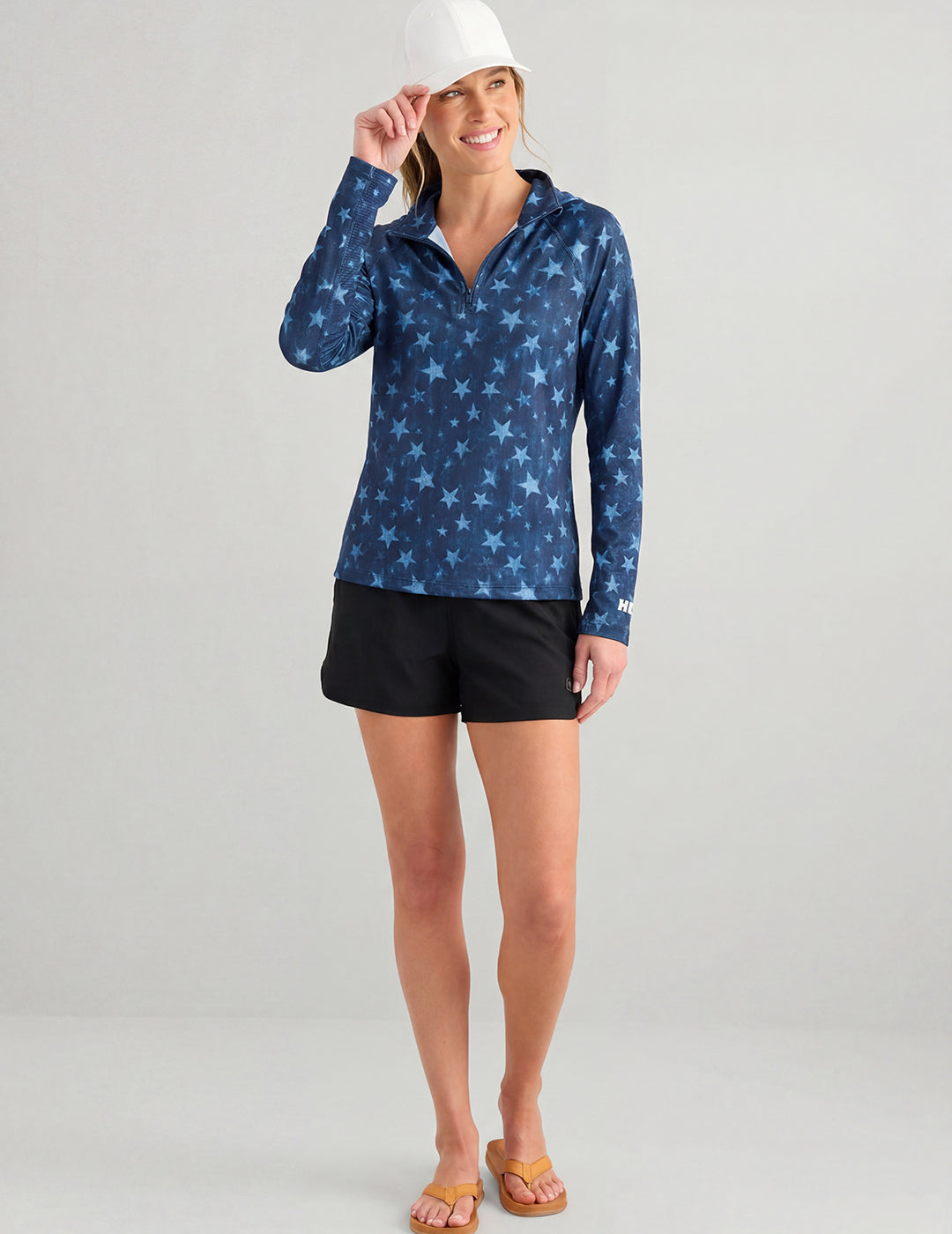Huk Womens Americana Icon Performance Hoodie - Navy Stars
