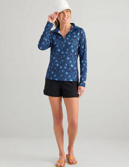 Huk Womens Americana Icon Performance Hoodie - Navy Stars