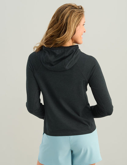 Huk Womens Coldfront+ Fleece Hoodie - Black Heather