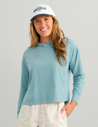 Huk Womens Leeward Fleece Hoodie - Reefline Heather