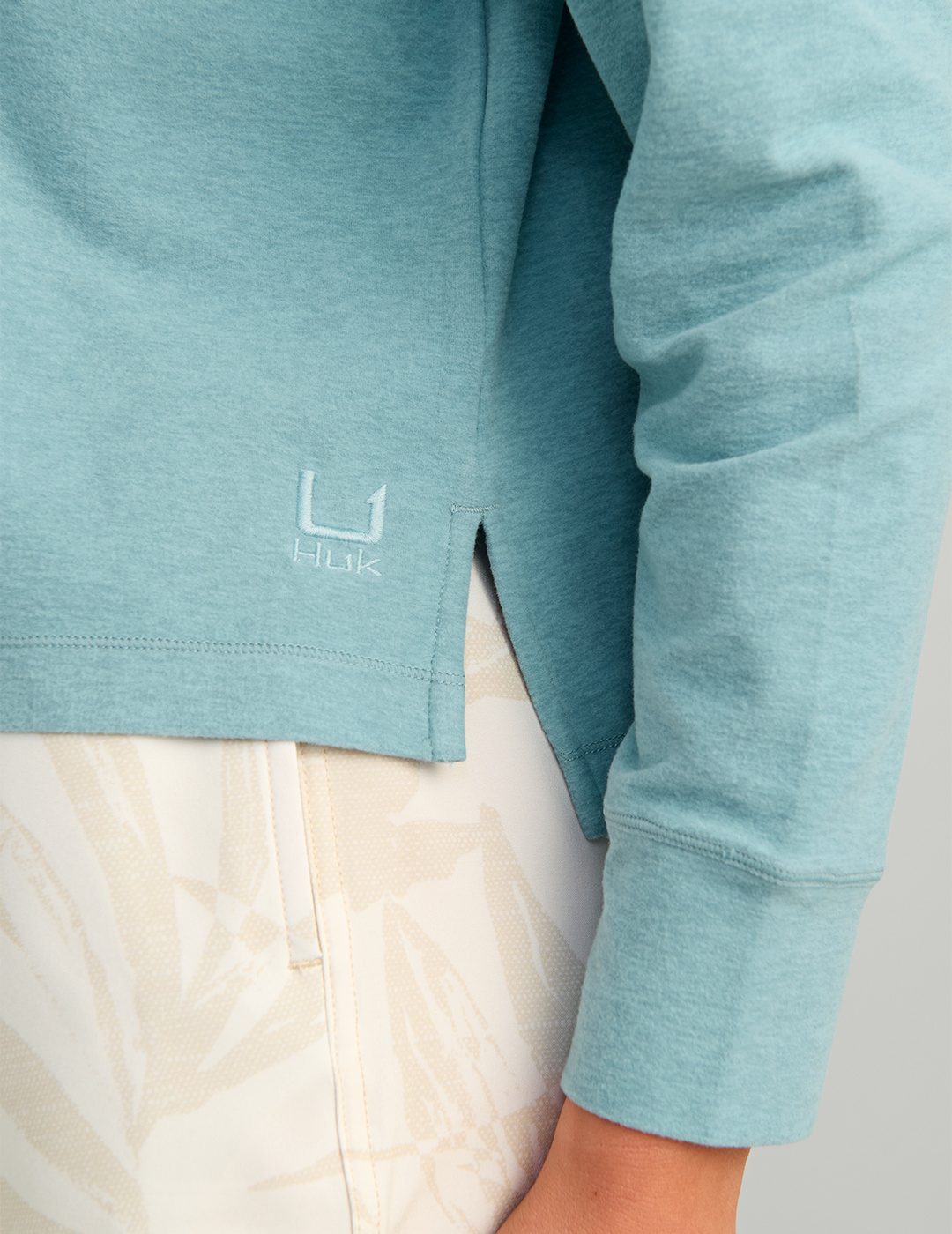 Huk Womens Leeward Fleece Hoodie - Reefline Heather