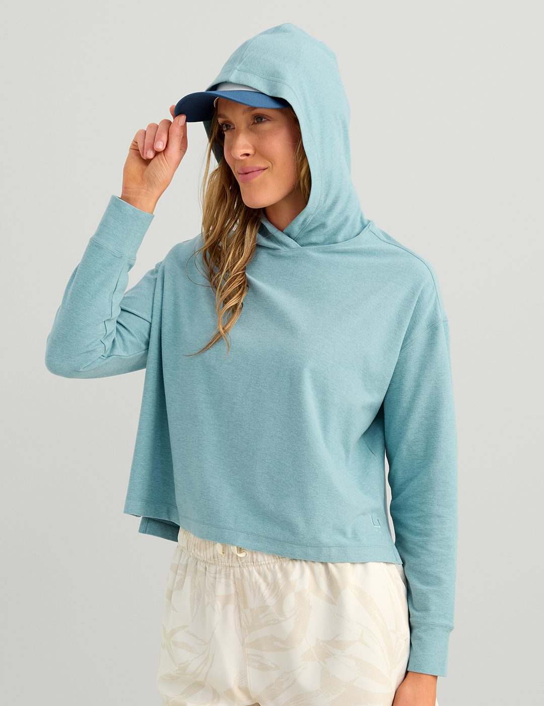 Huk Womens Leeward Fleece Hoodie - Reefline Heather