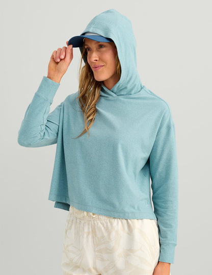 Huk Womens Leeward Fleece Hoodie - Reefline Heather