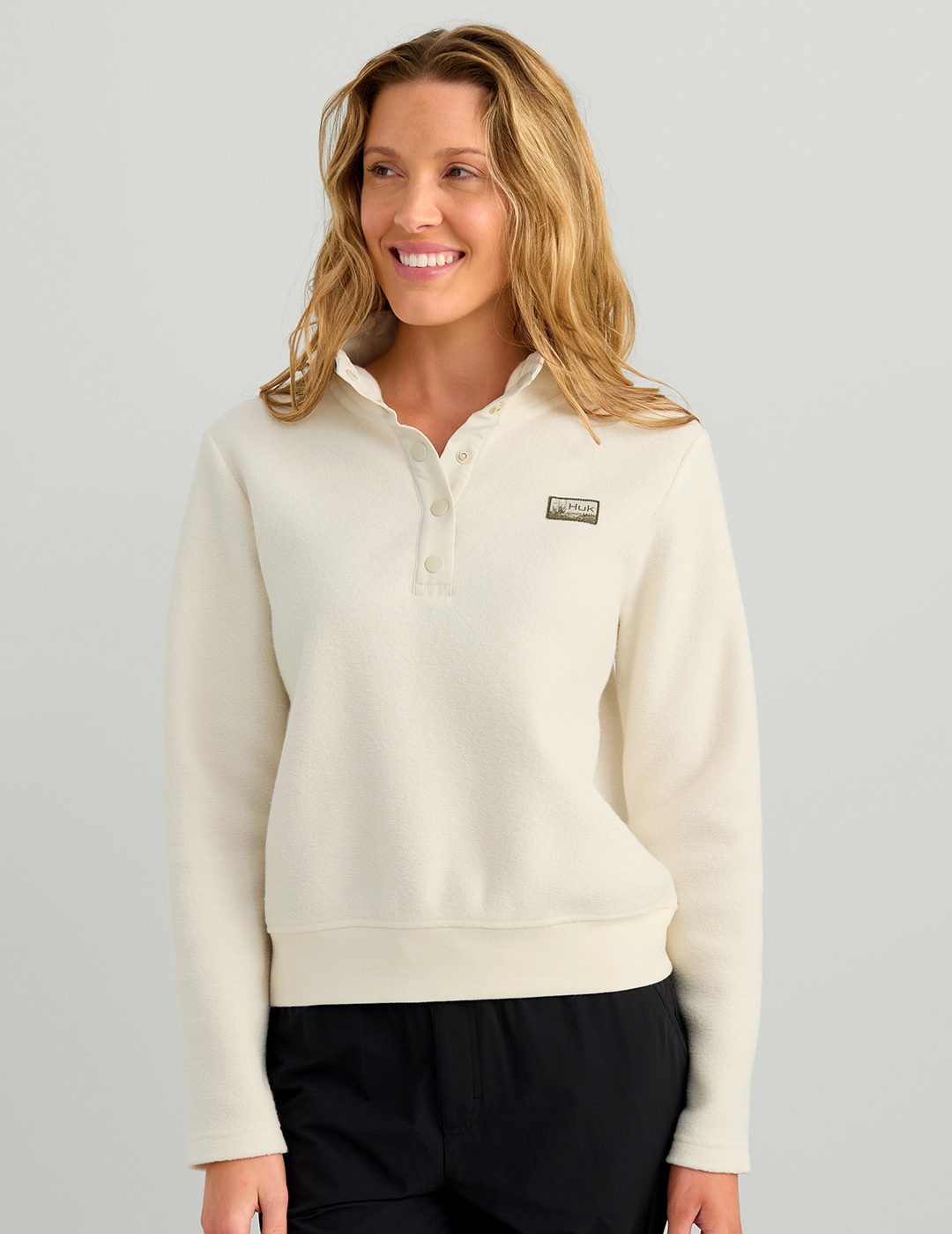 Huk Womens Camden Snap Fleece Pullover - Egret