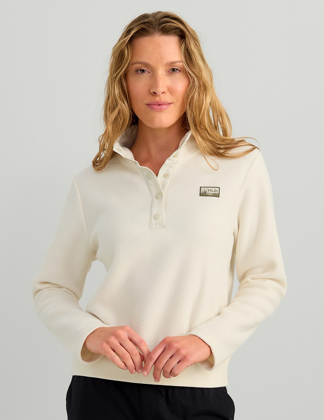 Huk Womens Camden Snap Fleece Pullover - Egret