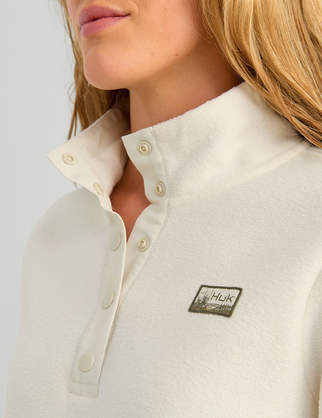 Huk Womens Camden Snap Fleece Pullover - Egret