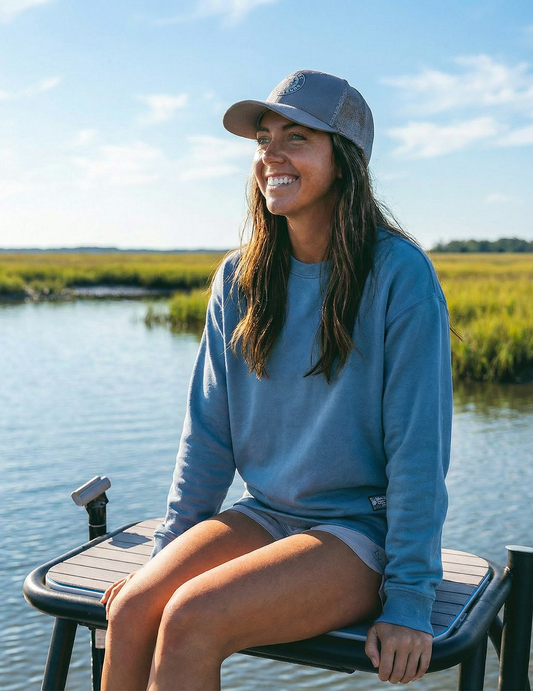 Huk Womens Edisto Heritage Terry Crew - Blue Shadow