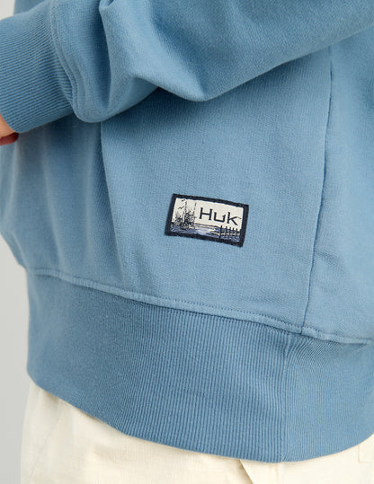 Huk Womens Edisto Heritage Terry Crew - Blue Shadow
