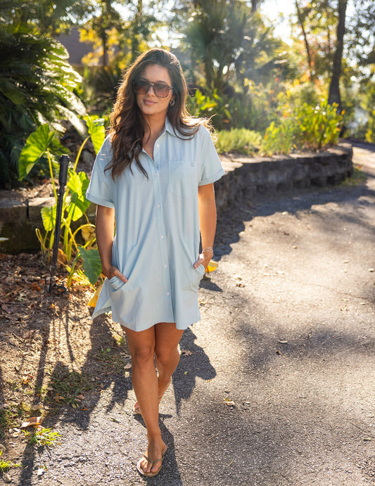 Huk Womens Kona Cover-Up Dress - Heron Blue