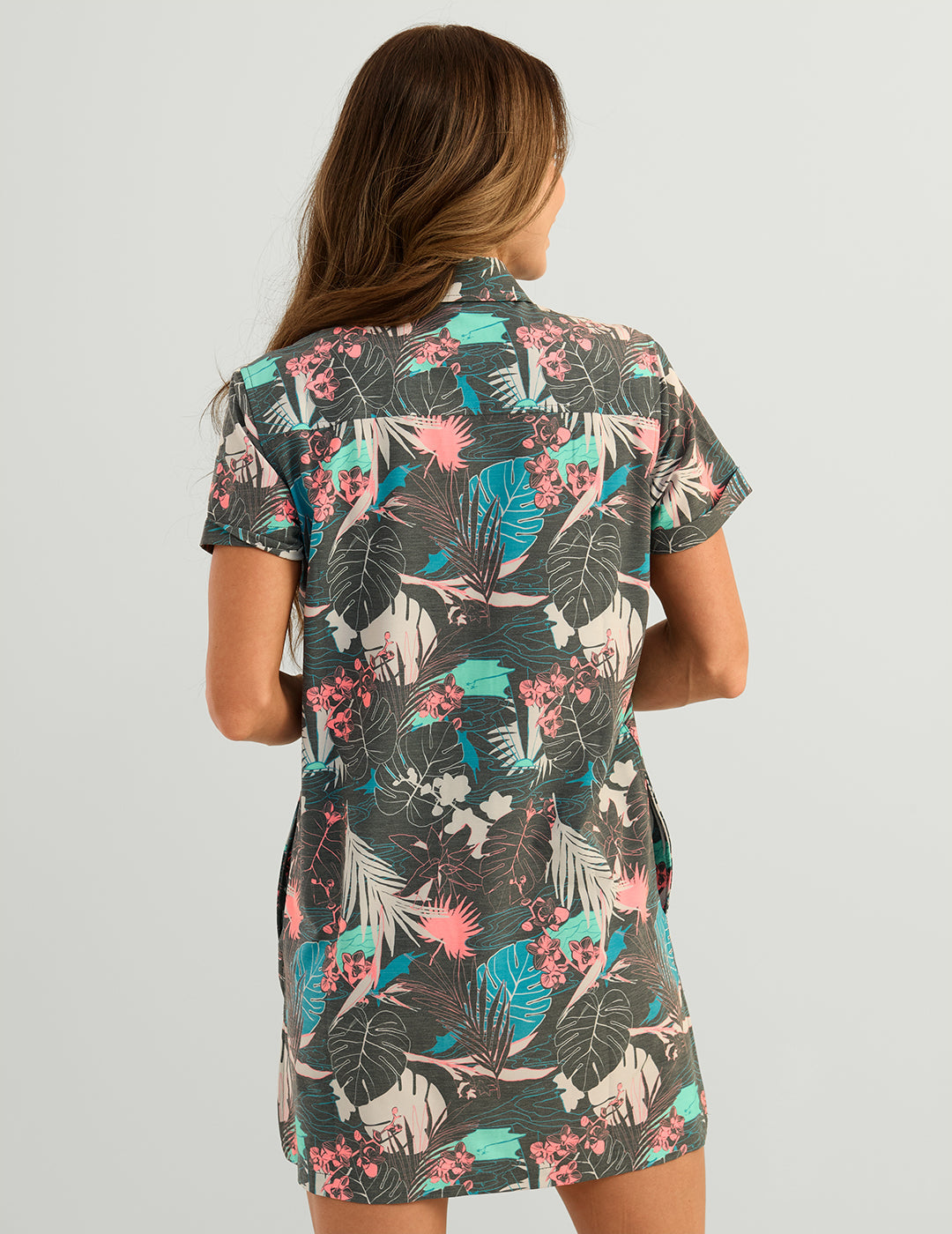 Huk Womens Kona Cover-Up Dress - Volcanic Ash Radical Botanical