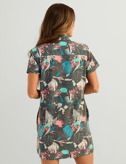 Huk Womens Kona Cover-Up Dress - Volcanic Ash Radical Botanical