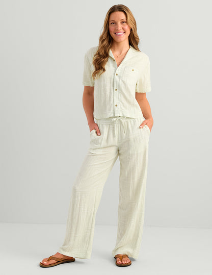 Huk Women Breezeway Camp Shirt - Silver Birch Palm