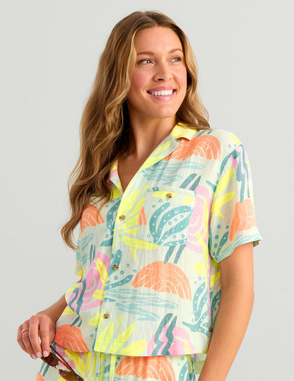 Huk Women Breezeway Camp Shirt - Pale Algae Beach Vibes