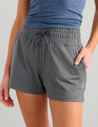 Huk Womens Bayside Short - Anchor Heather