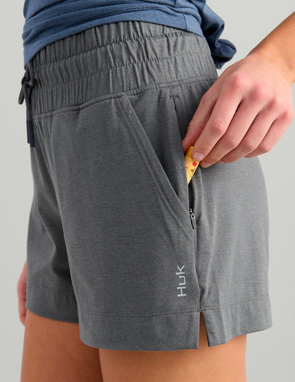 Huk Womens Bayside Short - Anchor Heather