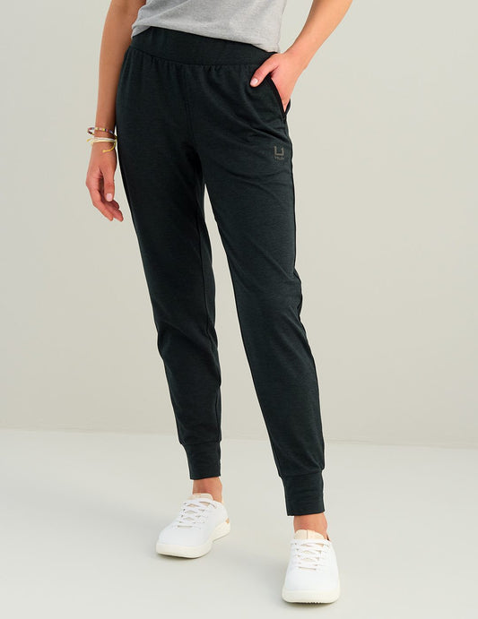 Huk Womens Coldfront+ Fleece Jogger - Black Heather