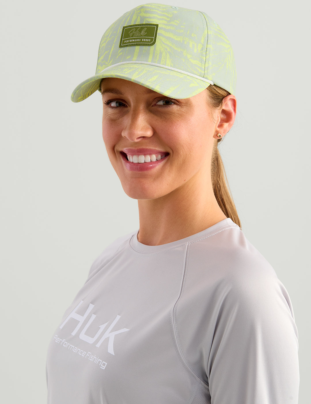 Huk Womens 5 Panel Printed Rope Hat - Spanish Moss Palm