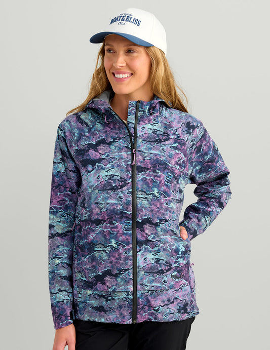 Huk Womens Storm Printed 3-Layer Jacket - Coastal Wildflower Moonscape