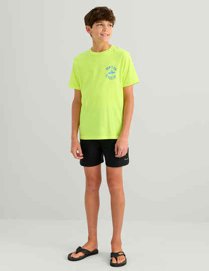 Huk Kids Huk'd On Tee - Neon Yellow Heather