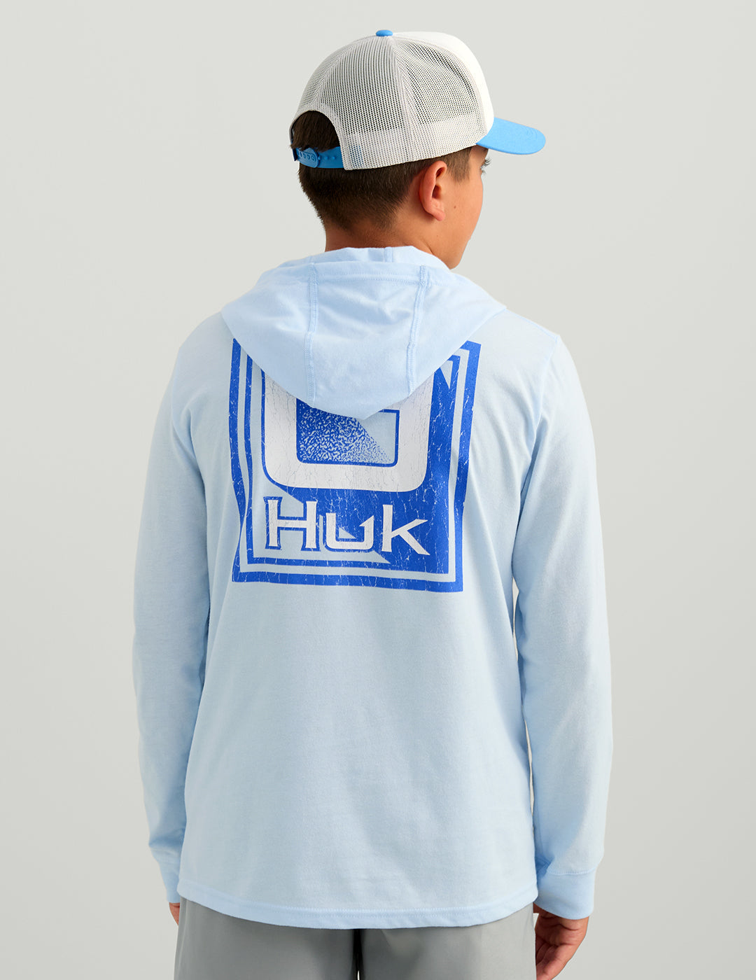 Huk Kids Rising Huk Long Sleeve Hoodie Tee - Coastal Drift