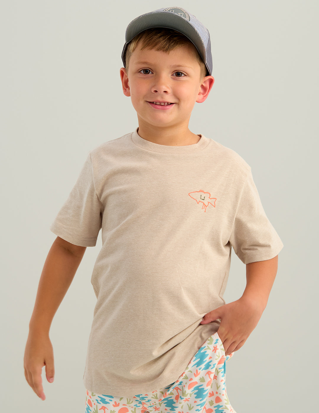 Huk Kids Drip Tee - River Rock Heather