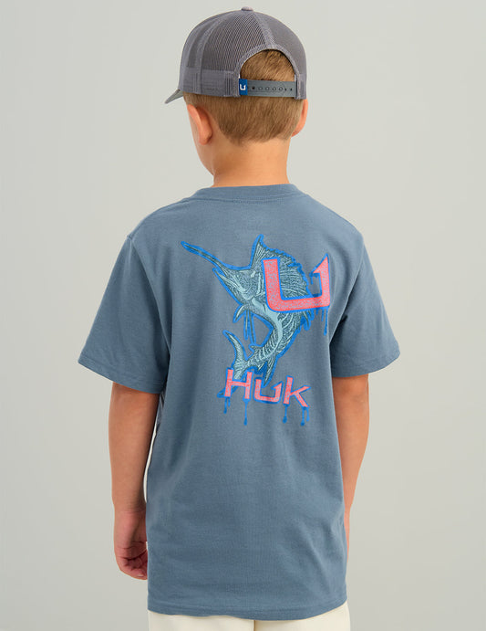 Huk Kids Drip Tee - Stormy Blue