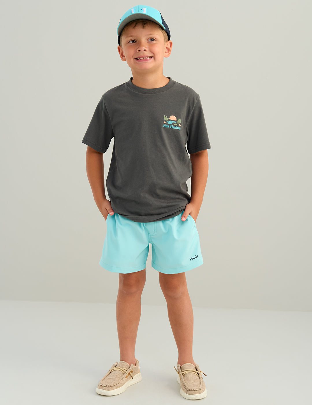 Huk Kids Block Play Tee - Dark Shadow