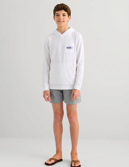 Huk Kids Americana Fish & Flag Hoodie Tee - White