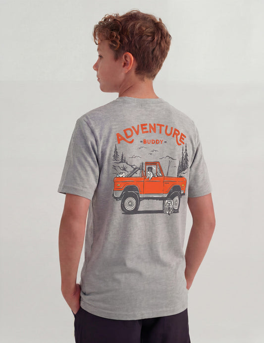 Huk Kids Adventure Buddy Tee - Sharkskin Heather