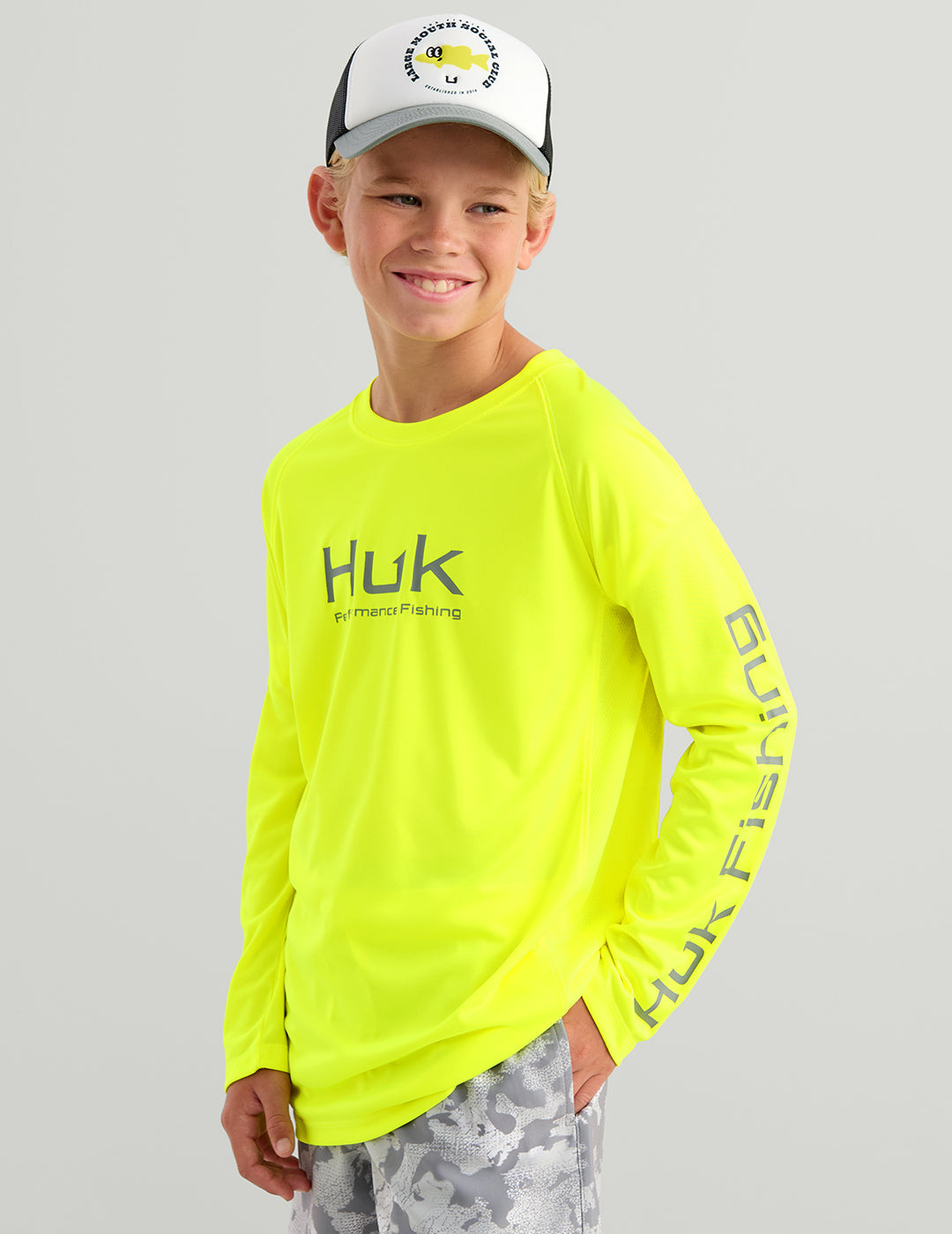 Huk Kids Pursuit Performance Crew - Neon Yellow