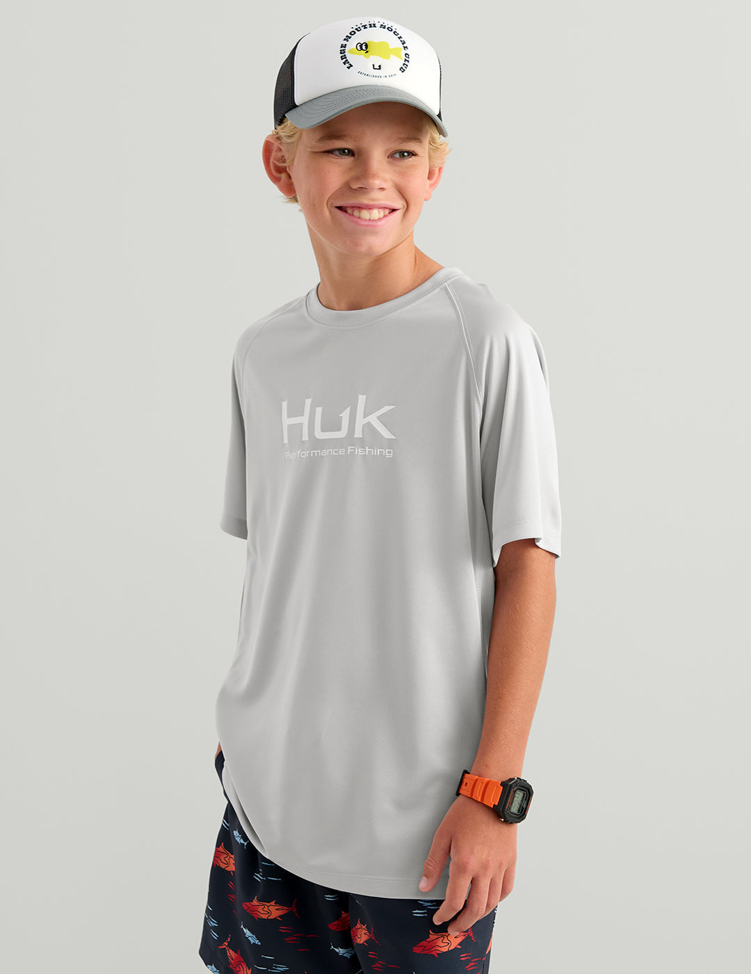 Huk Kids Pursuit Short Sleeve Performance Crew - Seagull