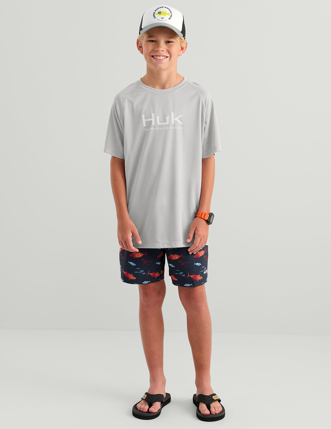 Huk Kids Pursuit Short Sleeve Performance Crew - Seagull