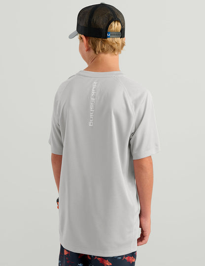 Huk Kids Pursuit Short Sleeve Performance Crew - Seagull