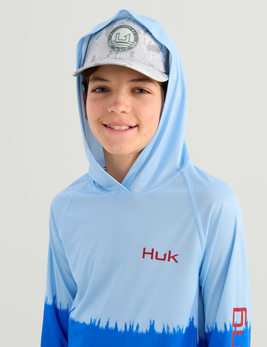 Huk Kids Pursuit Performance Graphic Hoodie - Cerulean
