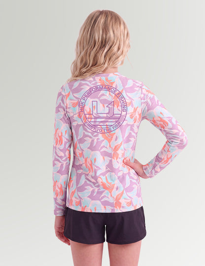 Huk Girls Pursuit Performance Crew - Coral Reef Petal Breeze