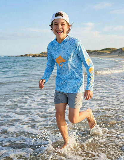 Huk Kids Pursuit Performance Hoodie - Cerulean Tie-Dye