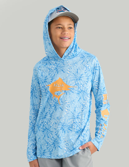 Huk Kids Pursuit Performance Hoodie - Cerulean Tie-Dye