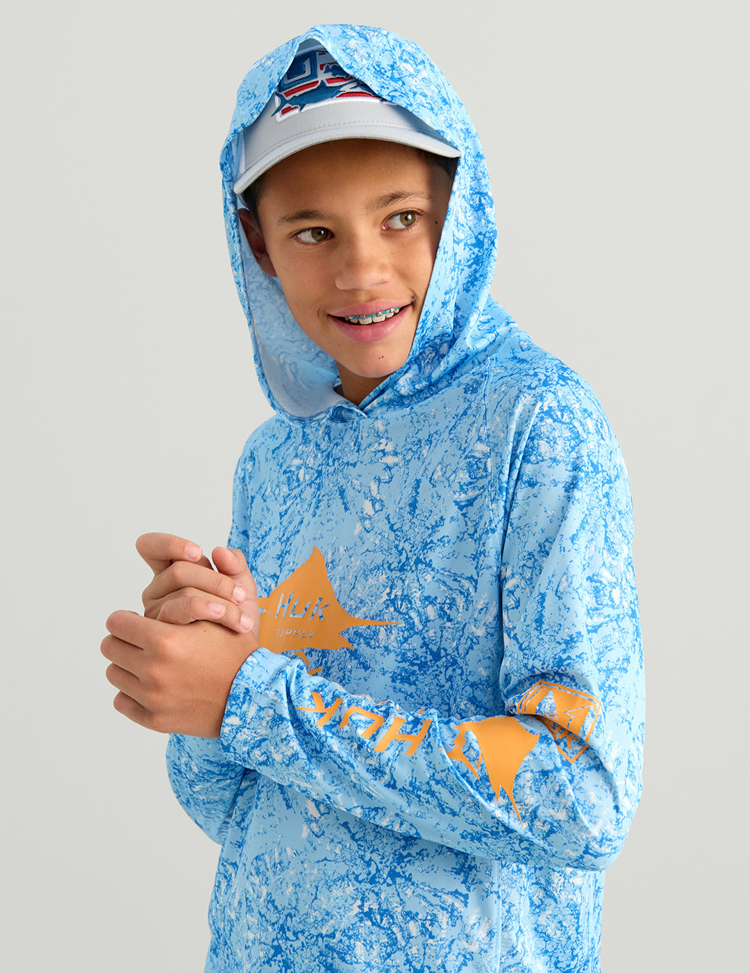 Huk Kids Pursuit Performance Hoodie - Cerulean Tie-Dye