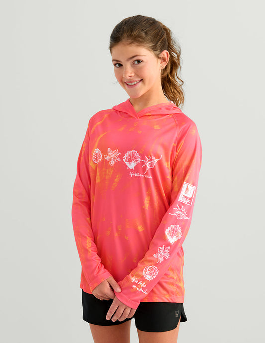 Huk Girls Pursuit Performance Hoodie - Neon Coral