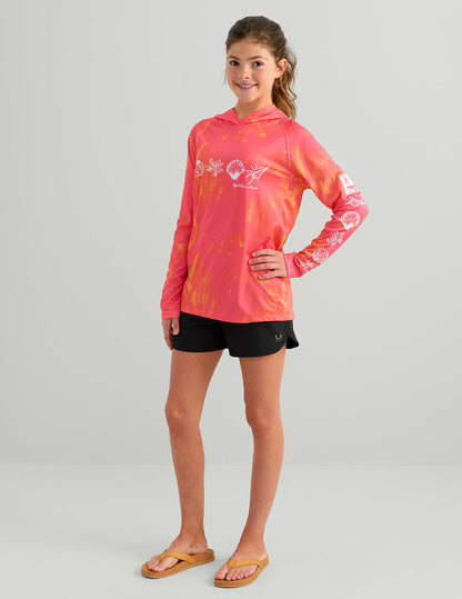 Huk Girls Pursuit Performance Hoodie - Neon Coral