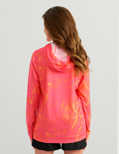 Huk Girls Pursuit Performance Hoodie - Neon Coral