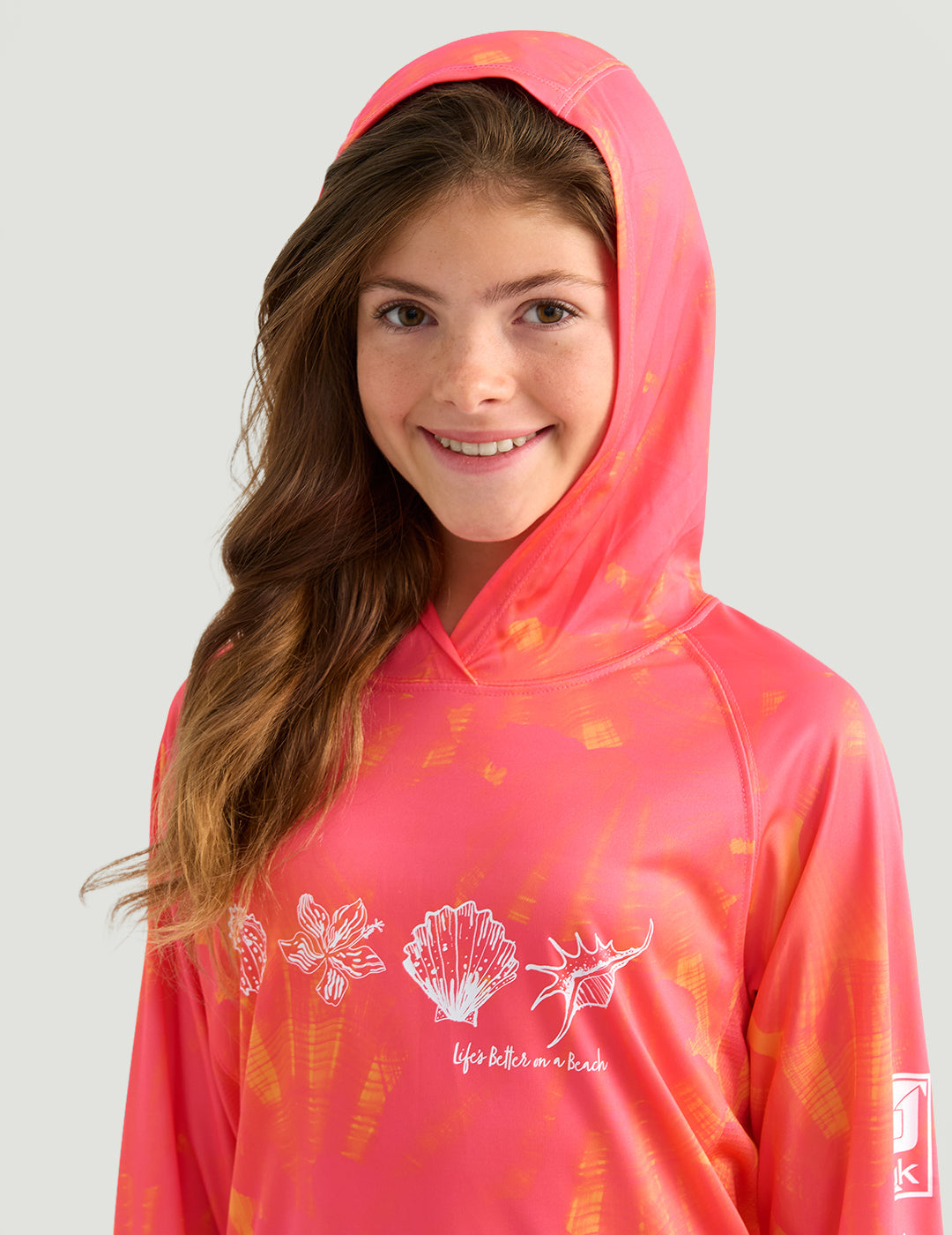 Huk Girls Pursuit Performance Hoodie - Neon Coral