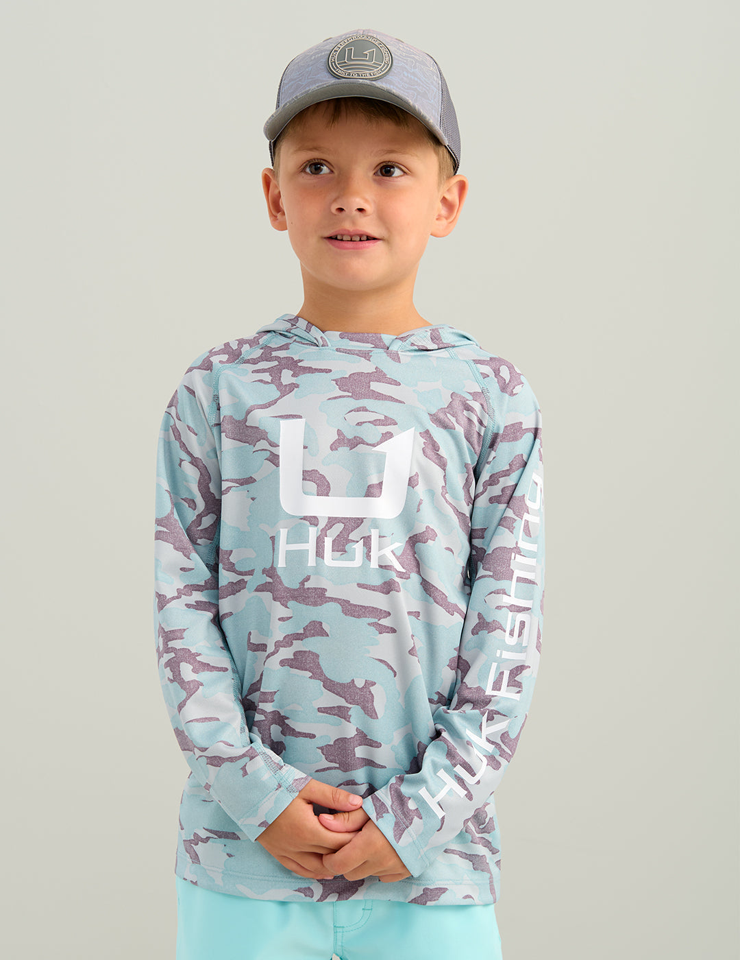 Huk Kids KC Icon Performance Hoodie - Reefline Grey Camo