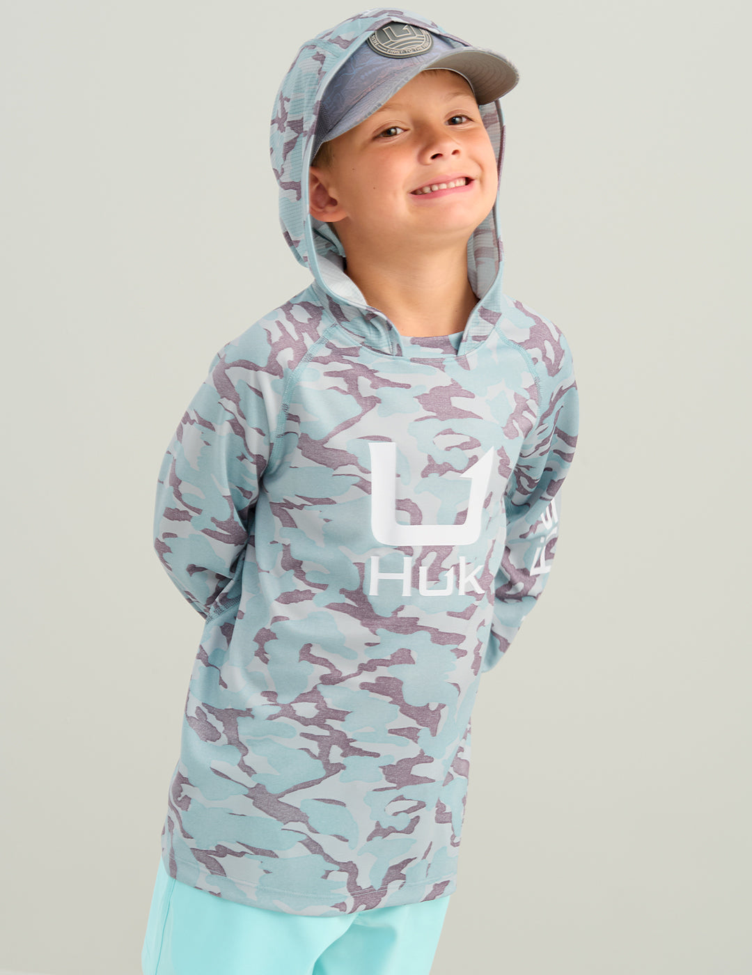 Huk Kids KC Icon Performance Hoodie - Reefline Grey Camo