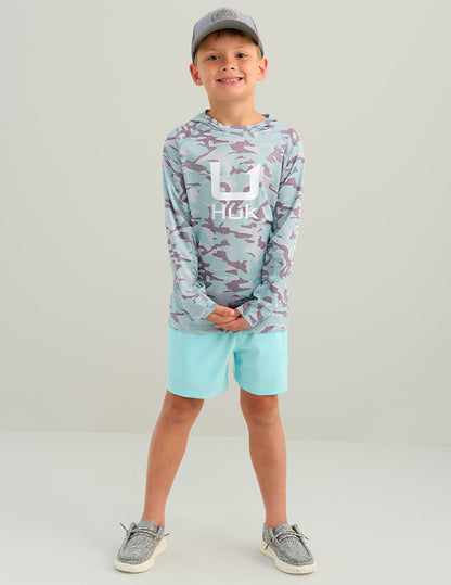 Huk Kids KC Icon Performance Hoodie - Reefline Grey Camo