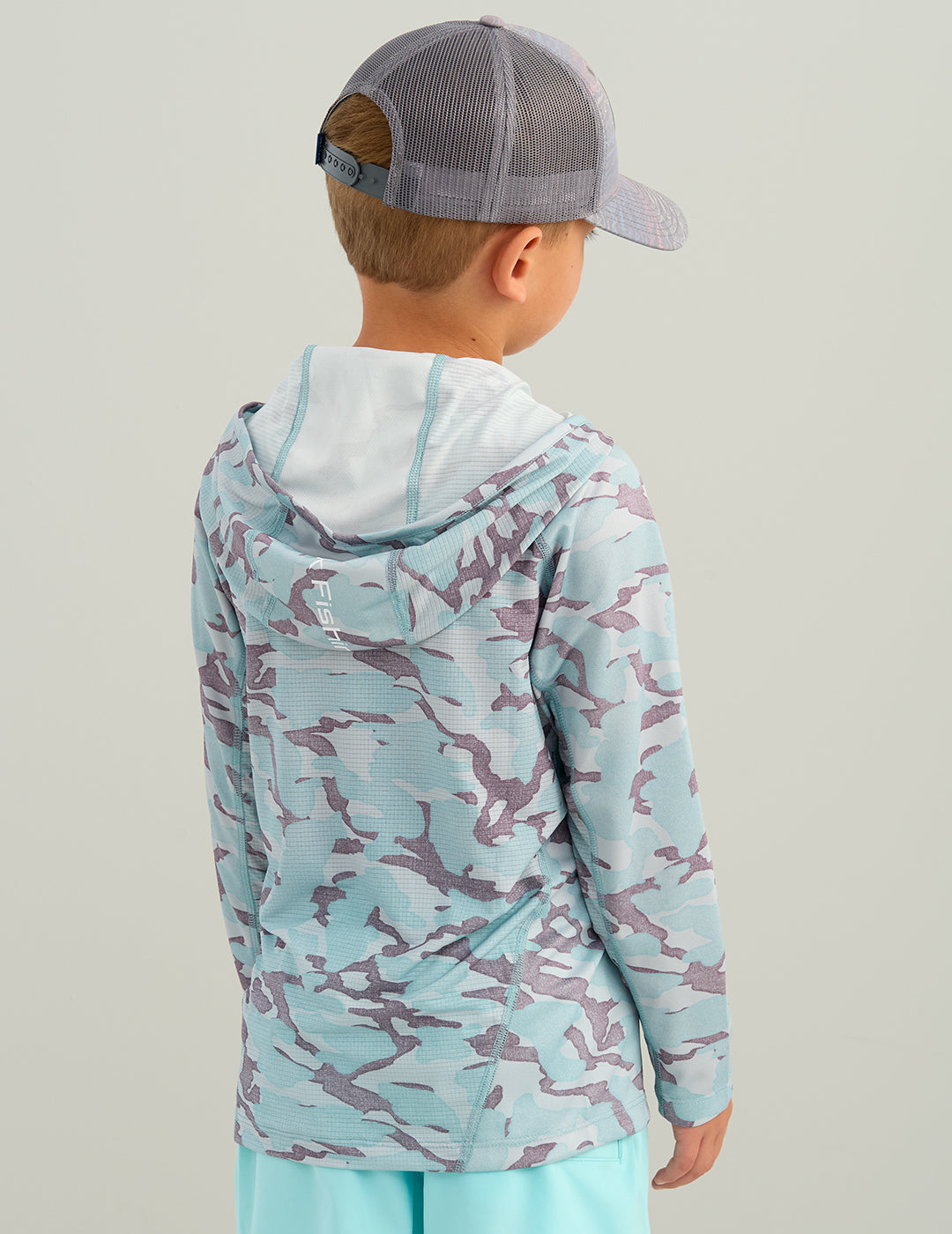 Huk Kids KC Icon Performance Hoodie - Reefline Grey Camo