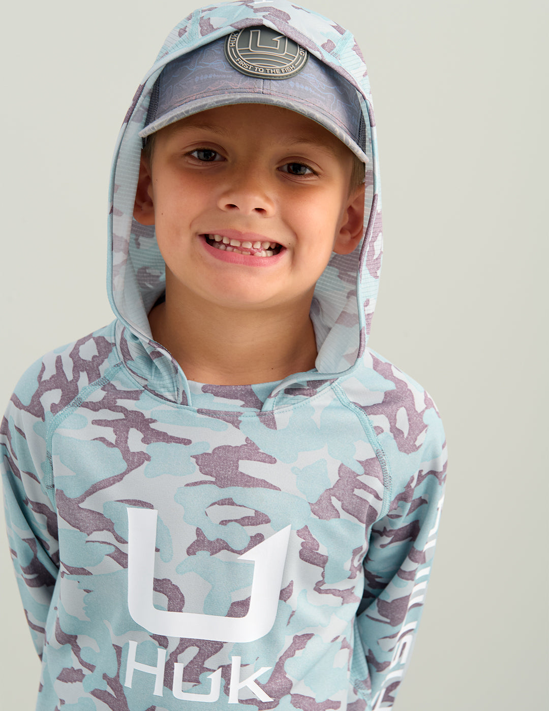 Huk Kids KC Icon Performance Hoodie - Reefline Grey Camo